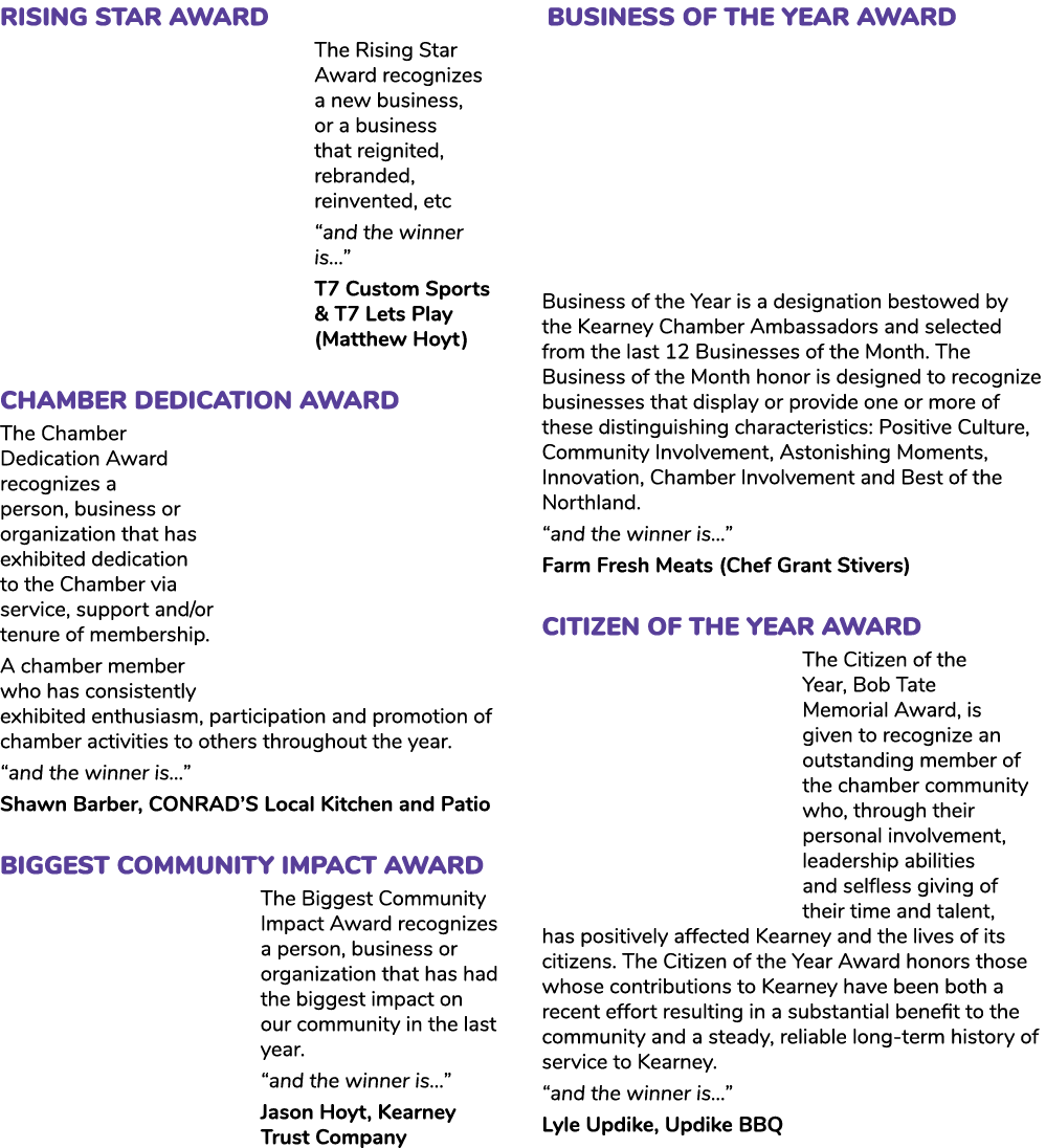Rising Star Award The Rising Star Award recognizes a new business, or a business that reignited, rebranded, reinvente...