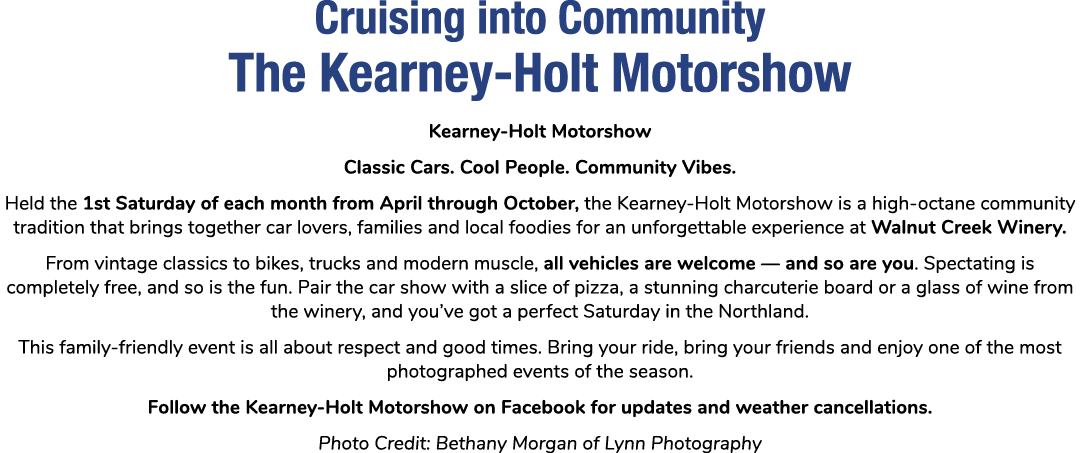 Cruising into Community The Kearney Holt Motorshow Kearney Holt Motorshow Classic Cars. Cool People. Community Vibes....