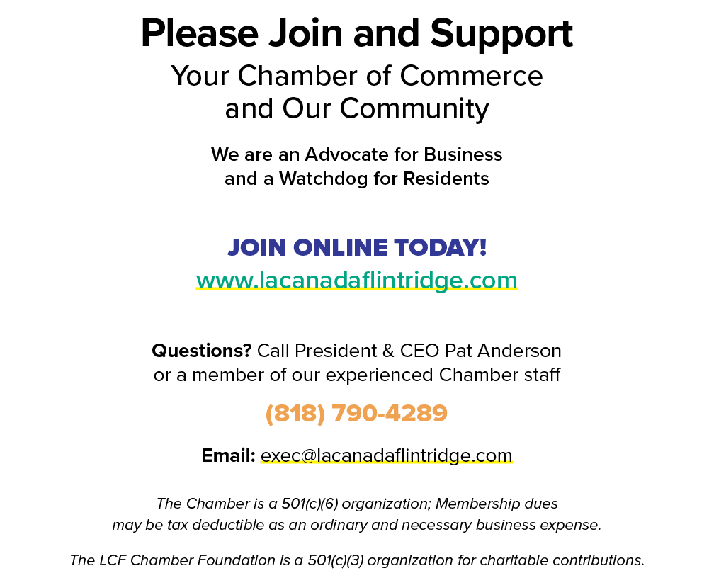 Please Join and Support Your Chamber of Commerce and Our Community We are an Advocate for Business and a Watchdog for...