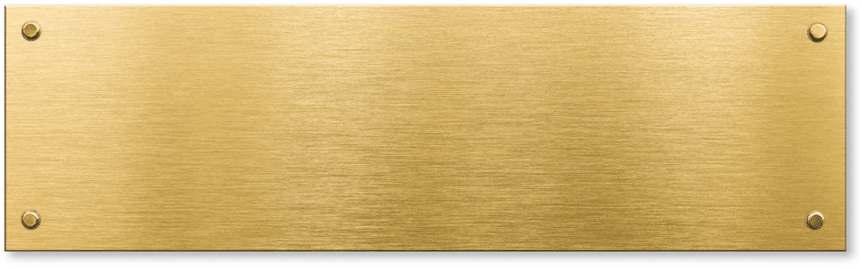 gold metal plaque or nameboard with rivets background