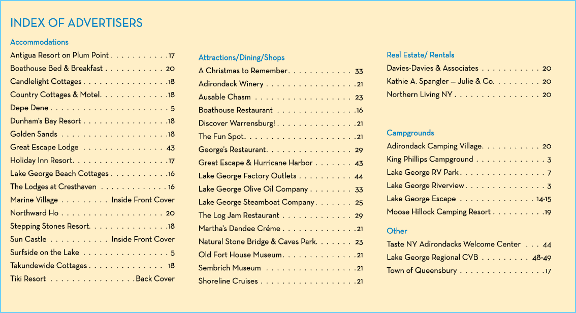  INDEX OF ADVERTISERS Accommodations Antigua Resort on Plum Point 17 Boathouse Bed & Breakfast 20 Candlelight Cottage   