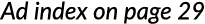 Ad index on page 29