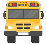 school bus isolated on white background, flat design icon back to school concept