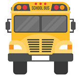 school bus isolated on white background, flat design icon back to school concept