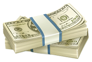 Paper money and gold coin, moneybag. 3d vector icon set