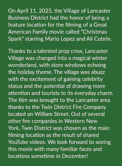 On April 11, 2025, the Village of Lancaster Business District had the honor of being a feature location for the filmi...