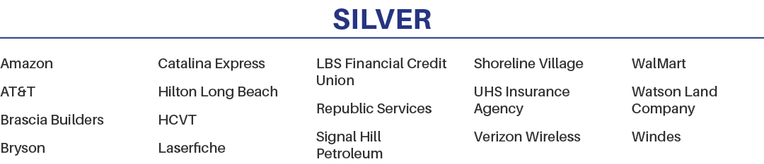 Silver Amazon AT&T Brascia Builders Bryson Catalina Express Hilton Long Beach HCVT Laserfiche LBS Financial Credit Un   