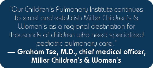  Our Children s Pulmonary Institute continues to excel and establish Miller Children s & Women s as a regional destin   
