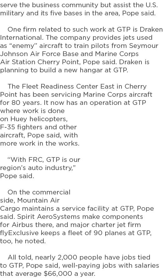 serve the business community but assist the U.S. military and its five bases in the area, Pope said. One firm related...