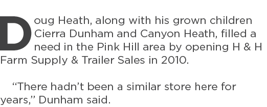 Doug Heath, along with his grown children Cierra Dunham and Canyon Heath, filled a need in the Pink Hill area by open...