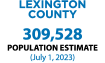 Lexington County 309,528 Population estimate (July 1, 2023) 