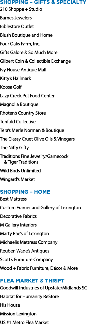 Shopping – Gifts & Specialty 210 Shoppe + Studio Barnes Jewelers Biblestore Outlet Blush Boutique and Home Four Oaks ...