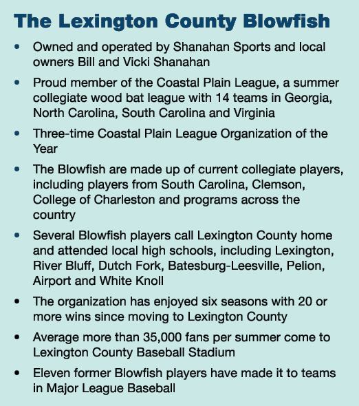 The Lexington County Blowfish • Owned and operated by Shanahan Sports and local owners Bill and Vicki Shanahan • Prou...