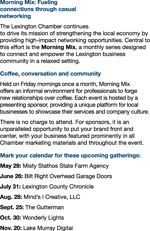 Morning Mix: Fueling connections through casual networking The Lexington Chamber continues to drive its mission of st...