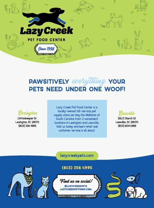A flyer for a pet food store. Description generated by AI