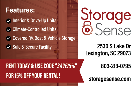 A storage unit business advertisement. Description generated by AI