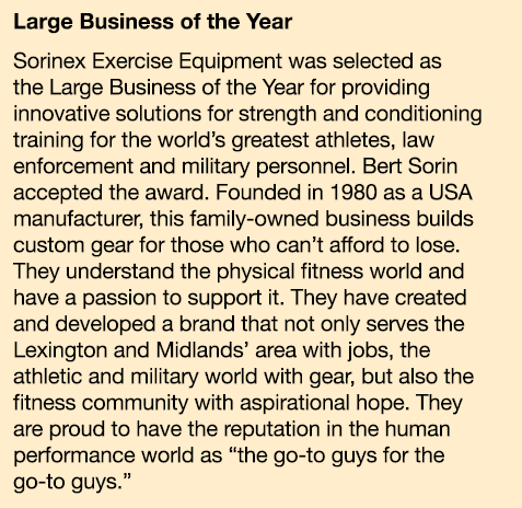 Large Business of the Year Sorinex Exercise Equipment was selected as the Large Business of the Year for providing in...