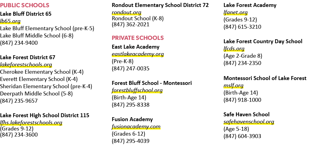 Public Schools Lake Bluff District 65 lb65.org Lake Bluff Elementary School (pre K 5) Lake Bluff Middle School (6 8) ...