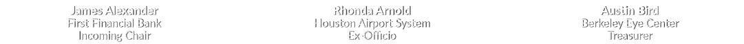 James Alexander First Financial Bank Incoming Chair Rhonda Arnold Houston Airport System Ex Officio Austin Bird Berke...