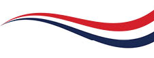 A red, white, and blue design on a white background. Description generated by AI