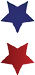 A red, white, and blue star. Description generated by AI