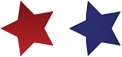 A red, white, and blue star. Description generated by AI