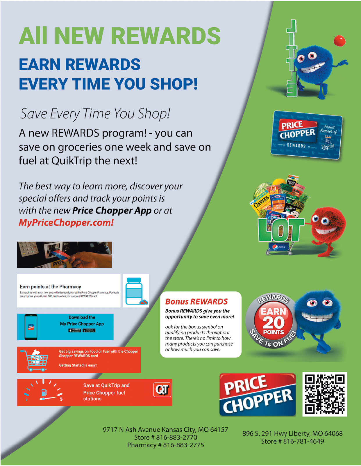 A flyer for QuikTrip with a blue and red design. Description generated by AI