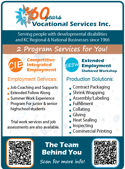 A flyer for a vocational services company. Description generated by AI