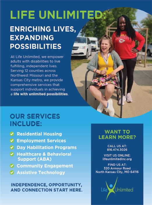 A flyer for a company called Life Unlimited. Description generated by AI