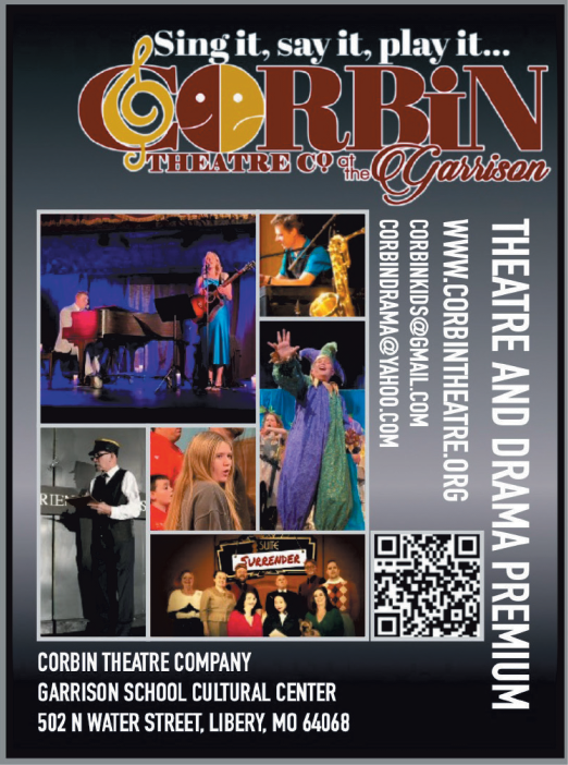 A poster advertising a show at the Corbin Theatre of the Arts. Description generated by AI