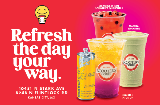 A red and white advertisement for a beverage. Description generated by AI
