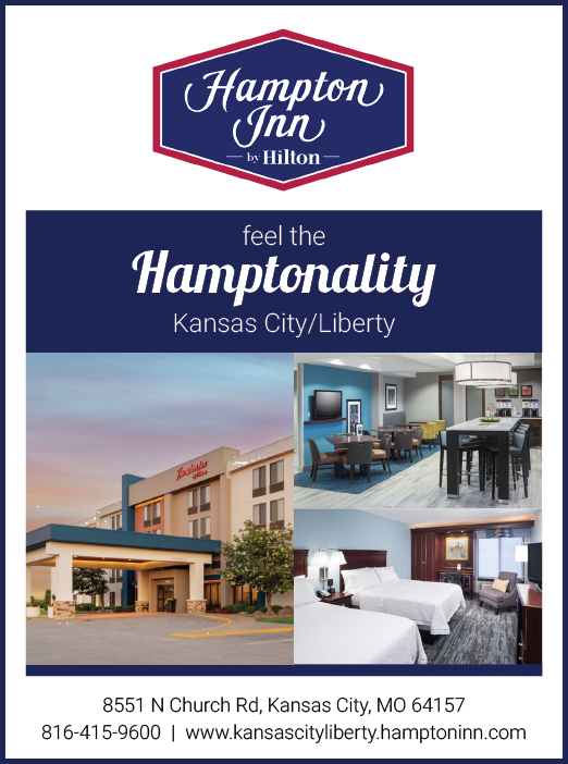 A hotel advertisement for the Hampton Inn Kansas City. Description generated by AI
