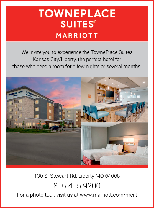A hotel advertisement for the Towneplace Suites by Marriott. Description generated by AI