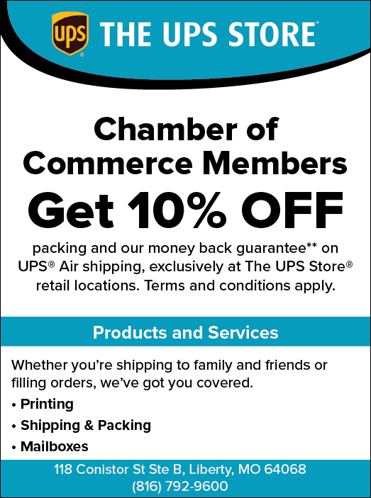 A flyer for the UPS store with a 10% discount. Description generated by AI
