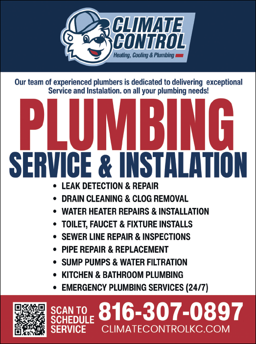 A sign advertising plumbing services and installation. Description generated by AI