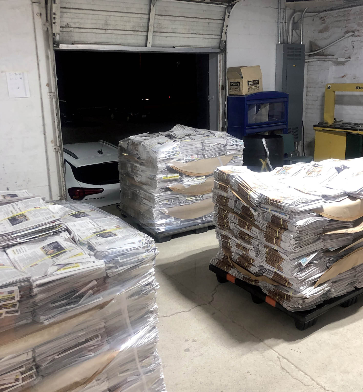 Chris Bell | The Lima News Three to four pallets of newspapers arrive every Wednesday and Saturday morning from the press facility in Fort Wayne, Indiana.