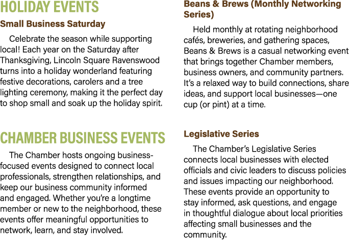 HOLIDAY EVENTS ﻿Small Business Saturday Celebrate the season while supporting local! Each year on the Saturday after...