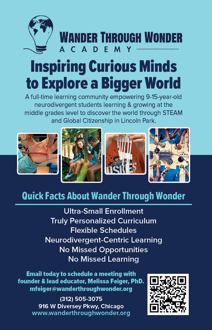 A flyer for the Wander Through Wonder Academy. Description generated by AI