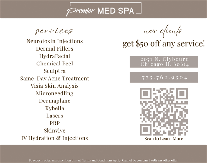 A flyer for a med spa with a list of services. Description generated by AI
