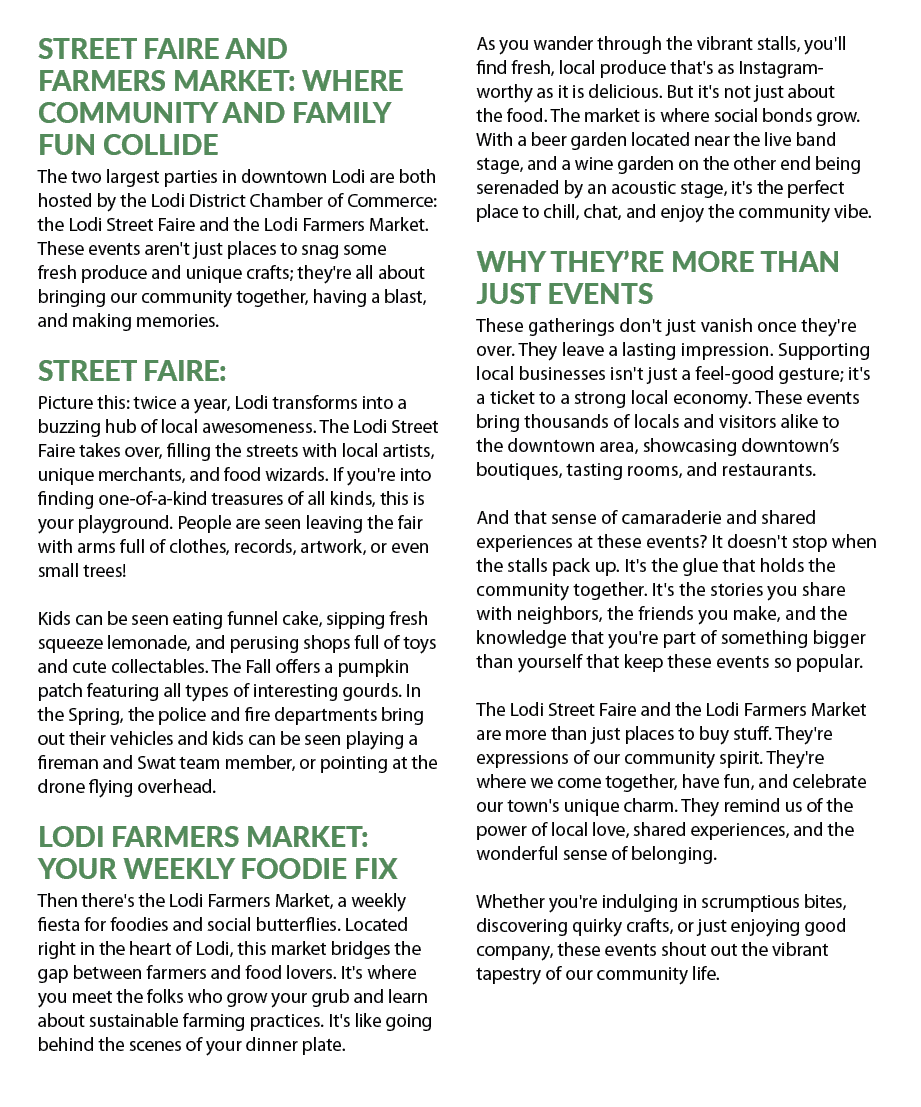 Street Faire and Farmers Market: Where Community and Family Fun Collide The two largest parties in downtown Lodi are ...
