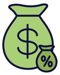 Tax concept w percentage paid, icon and income idea. Flat vector outline illustration.