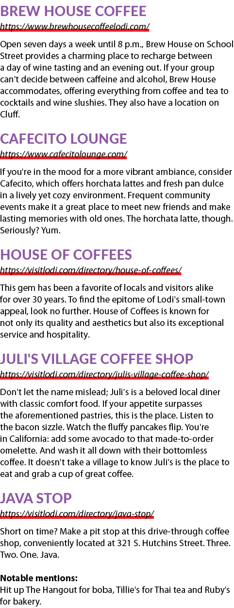 Brew House Coffee https://www.brewhousecoffeelodi.com/ Open seven days a week until 8 p.m., Brew House on School Stre...