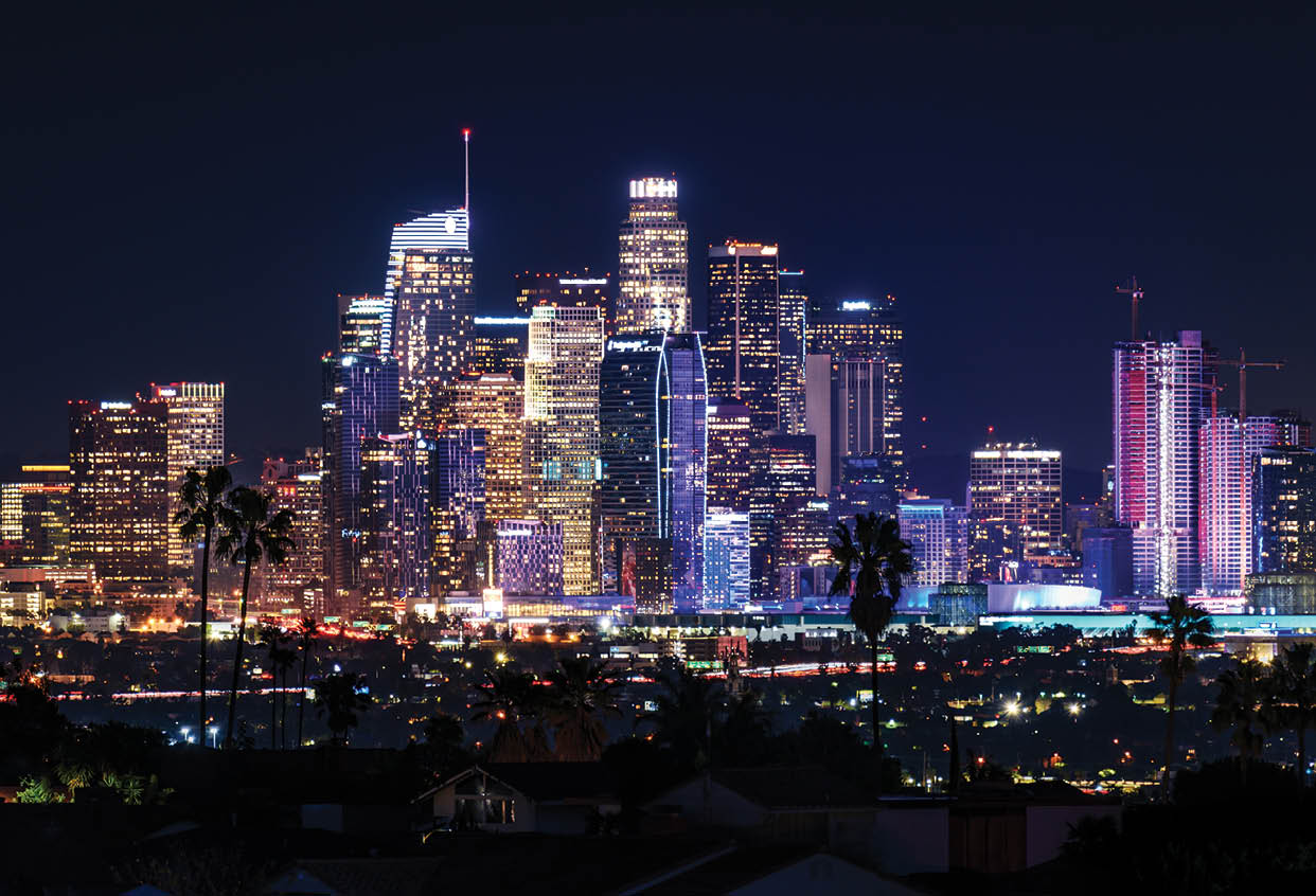 Downtown Los Angeles skyline at night