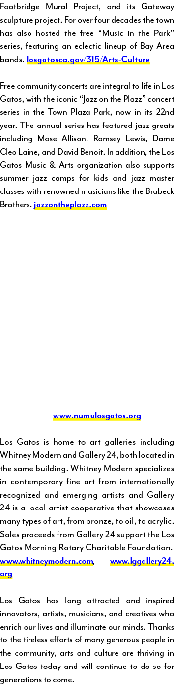 Footbridge Mural Project, and its Gateway sculpture project. For over four decades the town has also hosted the free ...