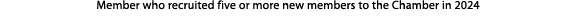 Member who recruited five or more new members to the Chamber in 2024 