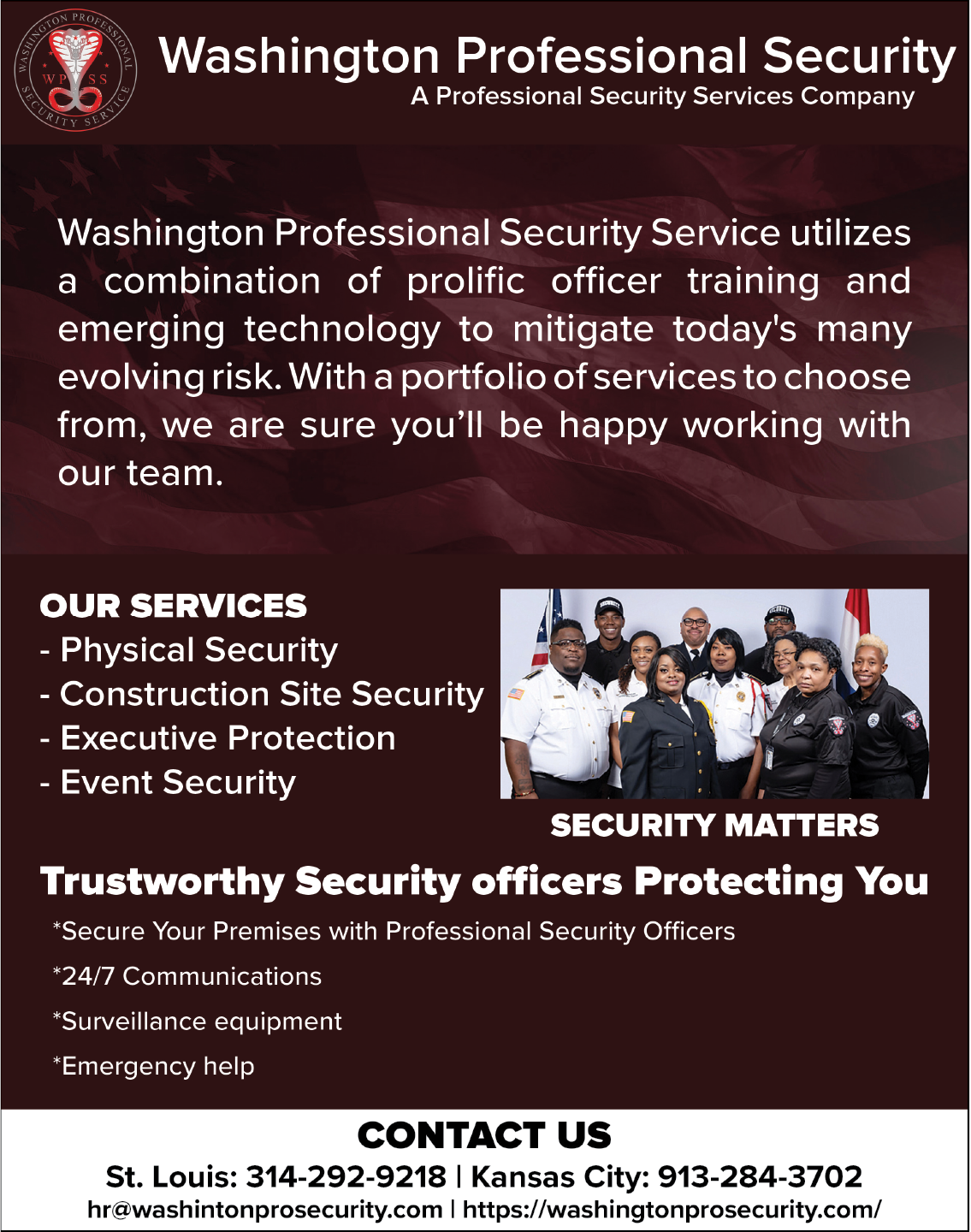 A flyer advertises a professional security service. AI generated content