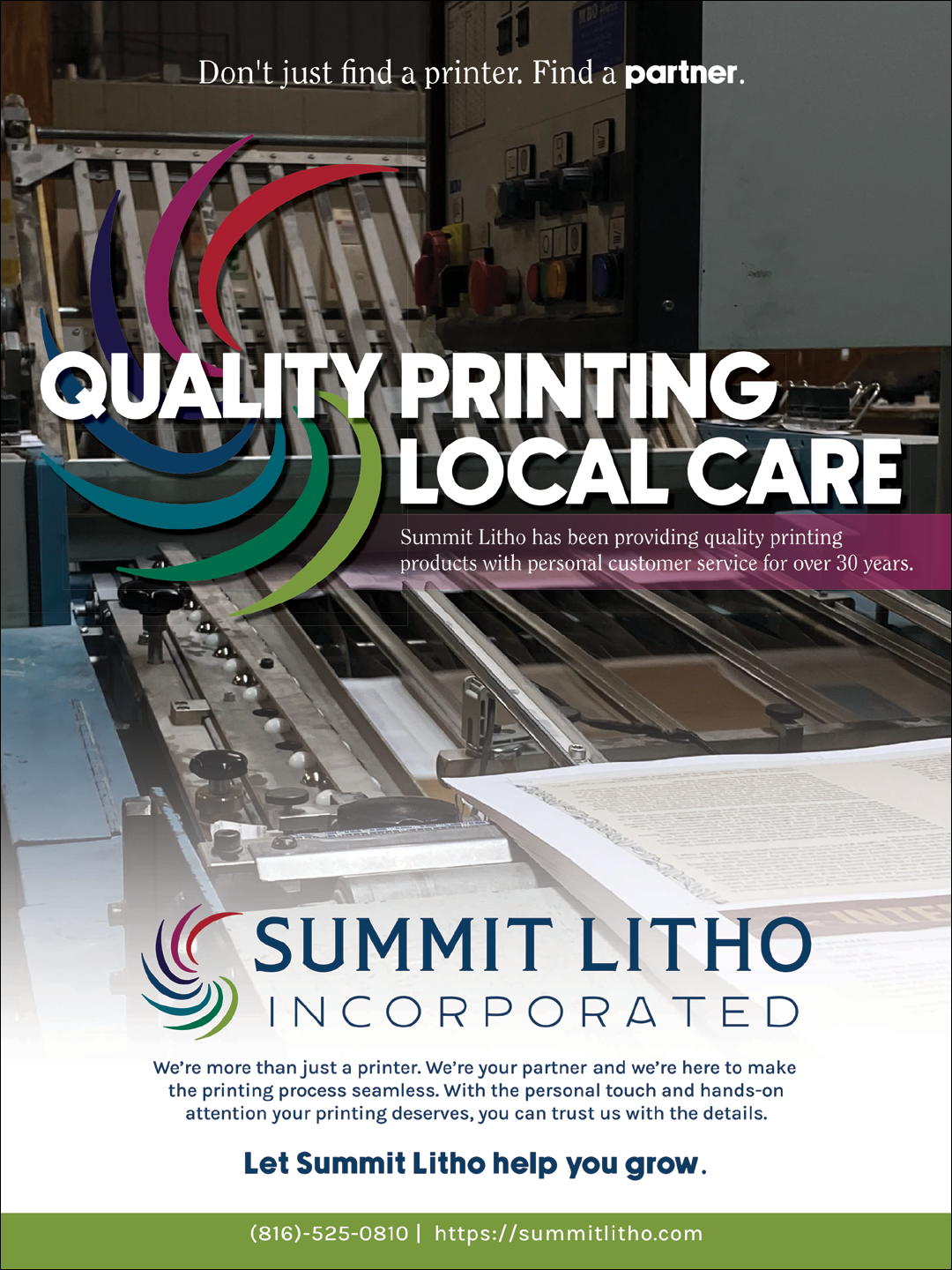 A poster advertising a local printing service called Summit Litho Inc. AI generated content