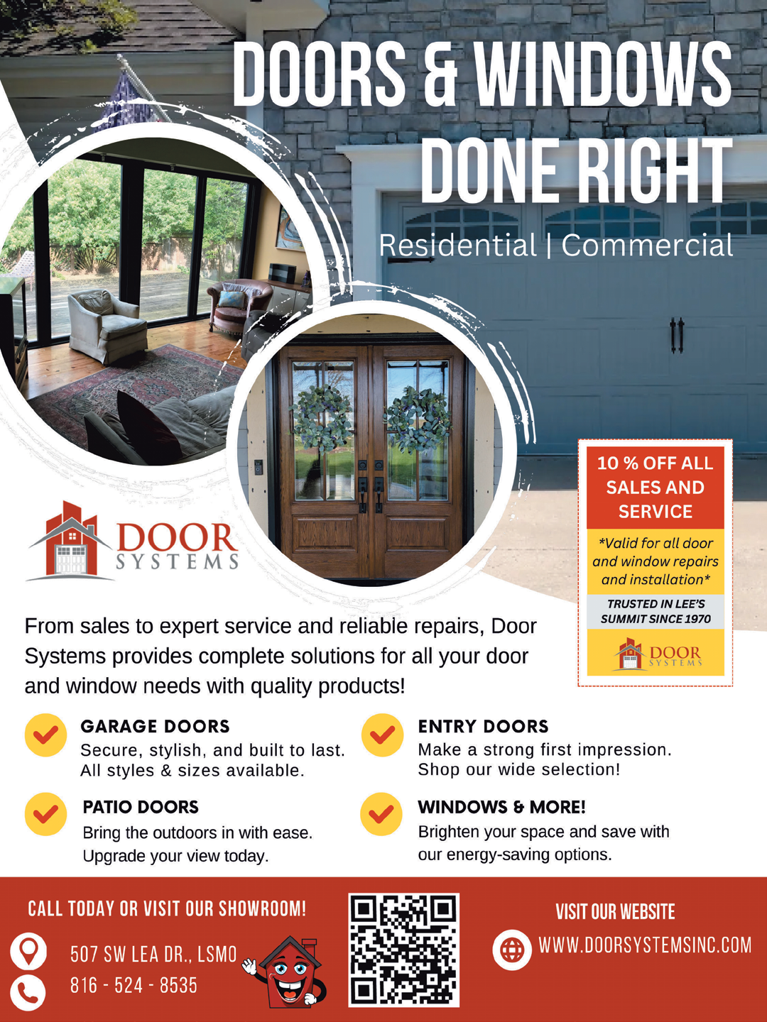 A flyer advertising a sale on doors and windows. AI generated content