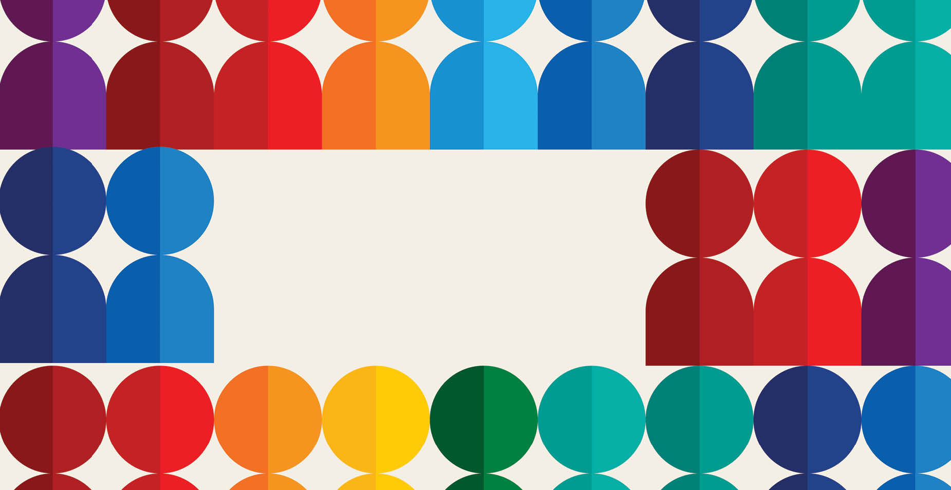A colorful image of a group of people with circles around them. AI generated content