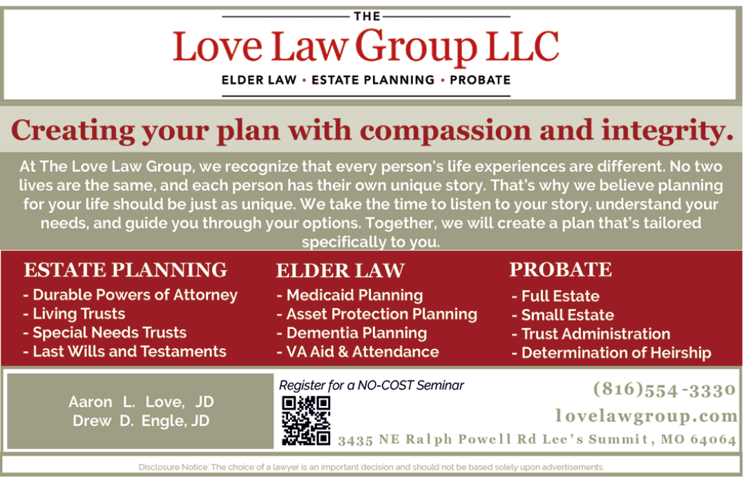 A flyer for the Love Law Group LLC, offering estate planning and probate services. AI generated content